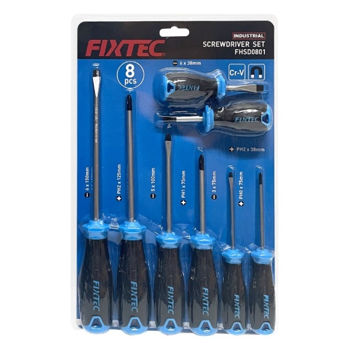 Set 8 surubelnite profesional FIXTEC cu double-color soft grip