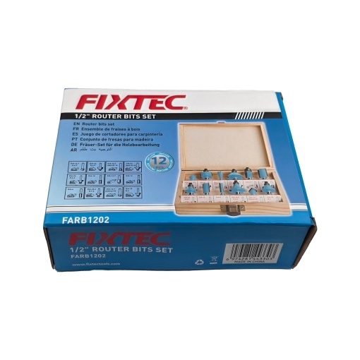 Set freze lemn FIXTEC 12 piese, coada 1/2" - Img 9