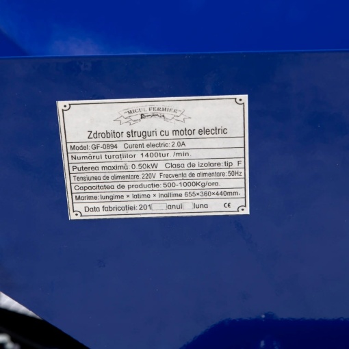 Zdrobitor electric pentru struguri, 500 kg/oră, cuvă 15 kg, motor 0.50 kW - Img 6