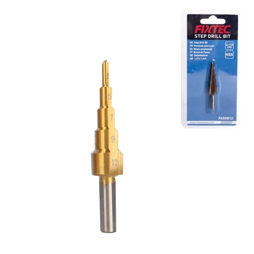 Burghiu in trepte FIXTEC 4–12 mm HSS cu acoperire titan
