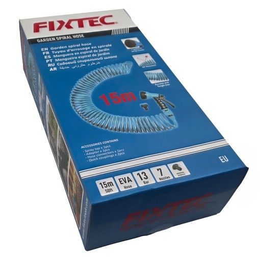 Furtun spiral gradina FIXTEC 15m, EVA, pistol 8 functii - Img 9
