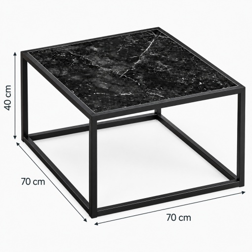 Masuta de Cafea Patrata pentru Living, 70 x 70 x 40 cm, Blat PAL Melaminat si Cadru Metalic, FG-2295 - Img 3