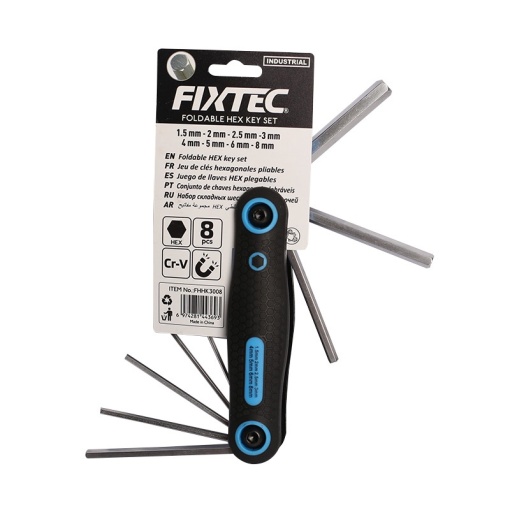 Set 8 chei hexagonale pliabile FIXTEC 1.5‑8 mm CR‑V - Img 3