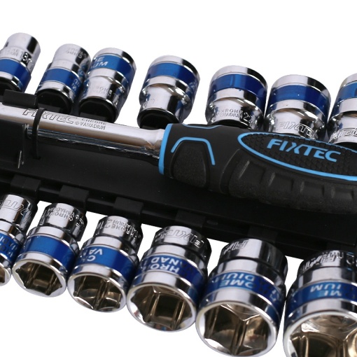 Set tubulare FIXTEC 19 piese 1/2", otel CR-V - Img 5