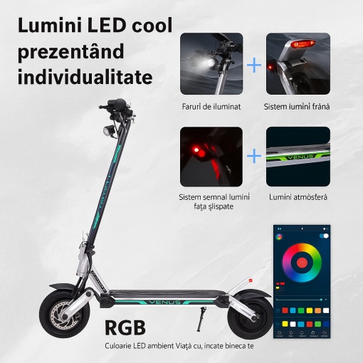 Trotineta electrica Gspace Venus 10 Sport L, Dual Motor, ideala pentru deplasari urbane // Negru - Img 9