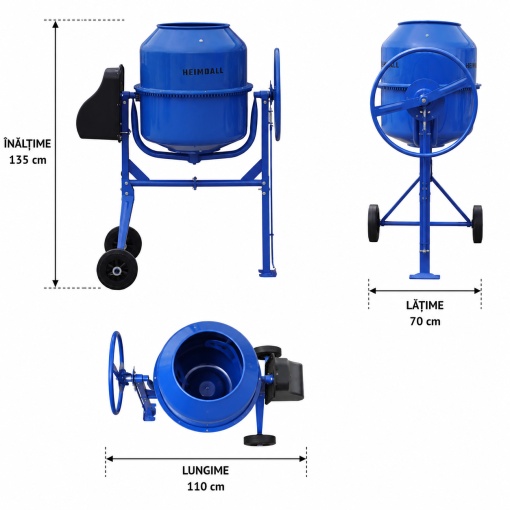 Betoniera 240L, 1200 W, motor electric, 30 RpM, Heimdall Plus - Img 3