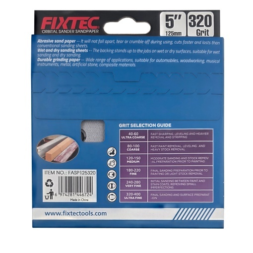 Disc abraziv FIXTEC 125 mm granulatie P320 pentru slefuitor orbital - Img 2