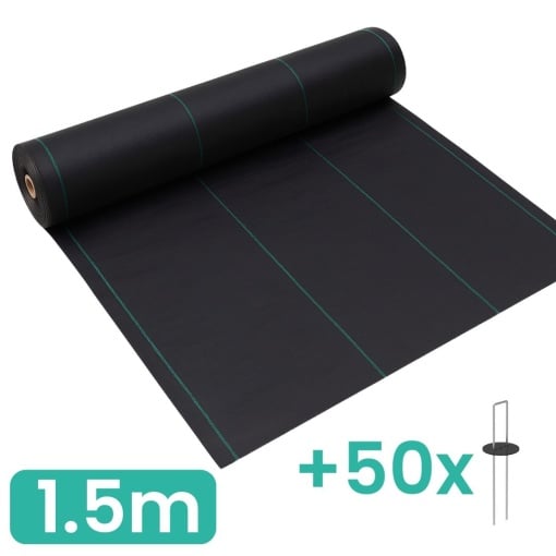 Pachet Agrotextil 1.5m latime x 100m lungime + 50 cuie fixare
