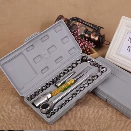 Set 40 piese chei tubulare cu clichet si accesorii pentru scule auto - Img 2