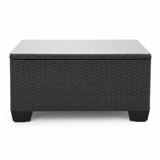 Set mobilier terasa ratan negru, coltar modular 6-7 locuri + masa cafea cu sticla securizata - Img 3