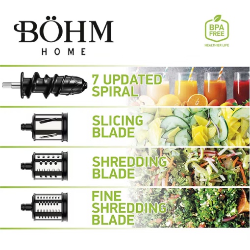 Storcator fructe si legume presare la rece BOHM BM1533SM, 150W, cu razatoare multifunctionala - Img 8