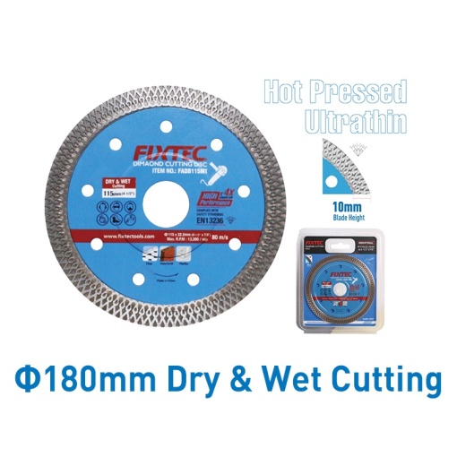 Disc diamantat FIXTEC 180 mm 7.5 mm pentru taiere umeda - Img 5