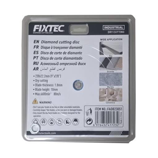 Disc diamantat taiere FIXTEC 230x22.2mm, 10mm, 5 stele - Img 2