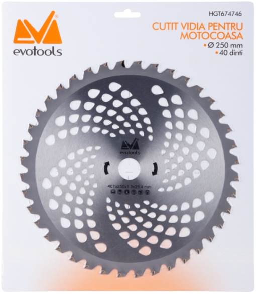 Disc motocoasa cu dantura vidia 40 dinti diametrul 250 mm Evotools - Img 2