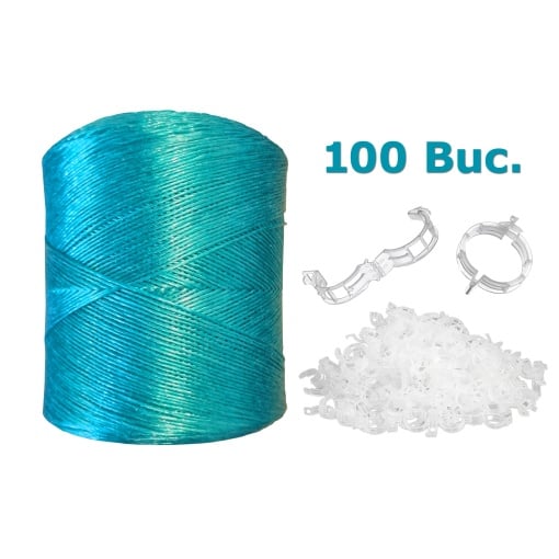 Kit Complet de Palisare: Sfoara Polipropilena 100% + 100 Clipsuri