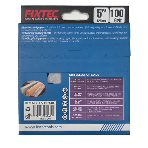 Set 5 discuri abrazive FIXTEC 125 mm P100 - Img 2