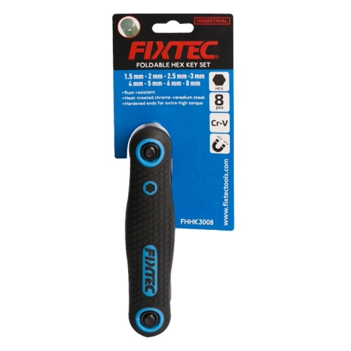Set 8 chei hexagonale pliabile FIXTEC 1.5‑8 mm CR‑V - Img 4