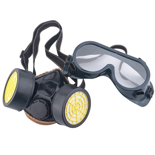 Set de protecție - Ochelari și mască dublă cu filtre de carbon activ - Img 2