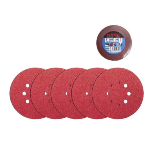 Set 5 Bucati Smirghel FIXTEC 125mm cu Prindere Velcro - Img 3