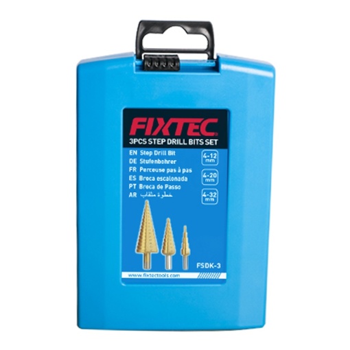 Set burghie trepte FIXTEC 3 piese, 4-32mm, cutie plastic - Img 2