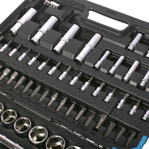 Set chei tubulare FIXTEC 94 piese 1/4" &amp; 1/2" CRV, cu cutie - Img 3