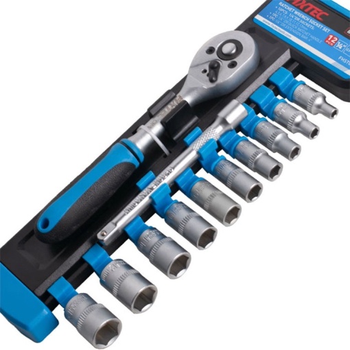 Set clichet cu tubulare FIXTEC 12 piese, 3/8", CR-V - Img 5