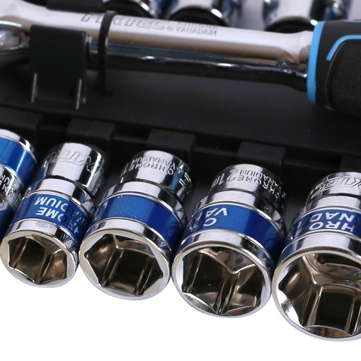Set tubulare FIXTEC 19 piese 1/2", otel CR-V - Img 6