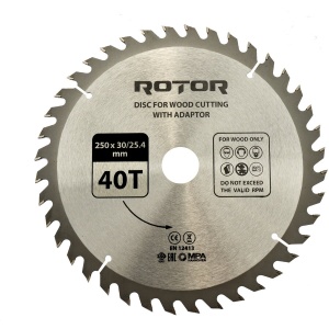 Disc taiat lemn ROTOR 250*30/25,4 cu adaptor 40T