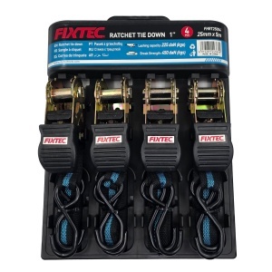 Set 4 Chingi FIXTEC 1" x 5m cu Clichet si Carlige S