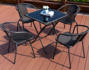 Set mobilier grădină din ratan PE cu 4 scaune și masă pătrată