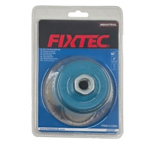 Perie Cupa FIXTEC 100 mm Fir Otel 0.50 mm, cu prindere M14x2