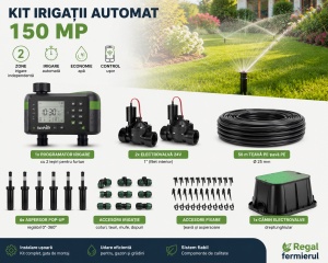 Kit irigare gazon AUTOMAT 120–180 mp, 8 aspersoare, programator Wi-fi