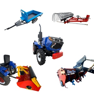 Pachet Tractor 4x4, 30CP + Grebla hidraulica + Tocator vegetatie + Remorca + Freza