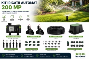 Kit irigare gazon AUTOMAT 180–250 mp, 10 aspersoare, programator Wi-fi