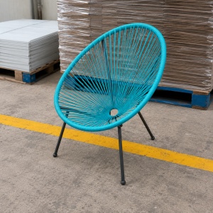 Scaun rotund de grădină din ratan, cu structură metalică