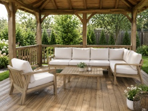 Set mobilier grădină cu canapea, 2 fotolii și masă dreptunghiulară