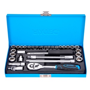 Set tubulare FIXTEC 31 piese 1/4", CR-V, cu cutie metalica