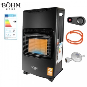 Soba pe gaz GPL pliabila Bohm BF-003B , 4.20 kW , 3 trepte de putere , 20-80 mp + Regulator GPL + Furtun GPL 1.5 m