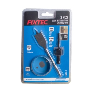 Set 3 Piese FIXTEC FAHS-3 pentru Instalare Broasca Usa Lemn