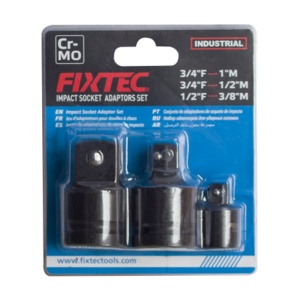 Set adaptoare prindere cheie tubulara impact FIXTEC 3 piese CR-MO