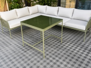 Set colțar modular grădină din ratan PE cu masă pătrată