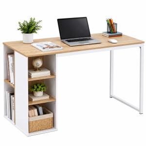 Birou pentru Calculator cu Spatiu de Depozitare pentru Carti, 120 x 60 x 75 cm, PAL si Cadru Metalic, FG-2002