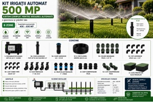 Kit irigare gazon AUTOMAT 400–600 mp, 18 aspersoare, programator Wi-fi