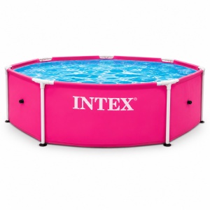 Piscină INTEX cu cadru metalic, roz, 244 x 76 cm