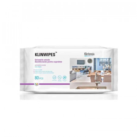 KLINWIPES® - Servetele umede dezinfectante pentru suprafete, 80 buc.