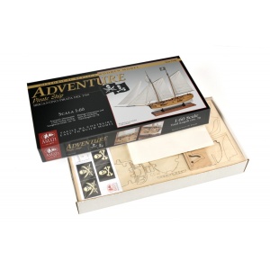 1446 ADVENTURE - Nava de pirati 1760, Navomodel Amati, Scara 1:60 - Lungime 78cm - Img 1