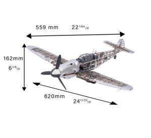 Aeromodel Messerschmitt BF109G Fighter, scara 1:16 Model de aeronava din metal - Img 2