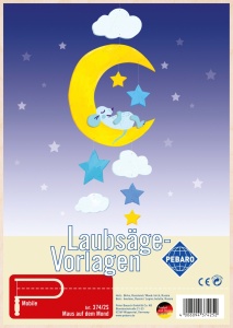 Sablon din lemn, "soarecele pe Luna", pentru traforaj, dimensiunea A4, Pebaro