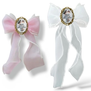 Brosa aurie cu funda Organza cu perlute