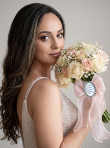 Brosa cu funda Organza si perlute, roz sau alb - Img 3